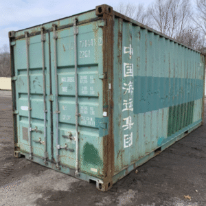 20ft Used Shipping Container (AS IS) – Door Seal Light Visible, Green